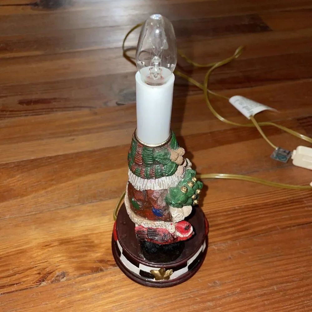 Vintage Christmas Resin Lamp Santa Claus 8x4 TESTED Holiday Decor